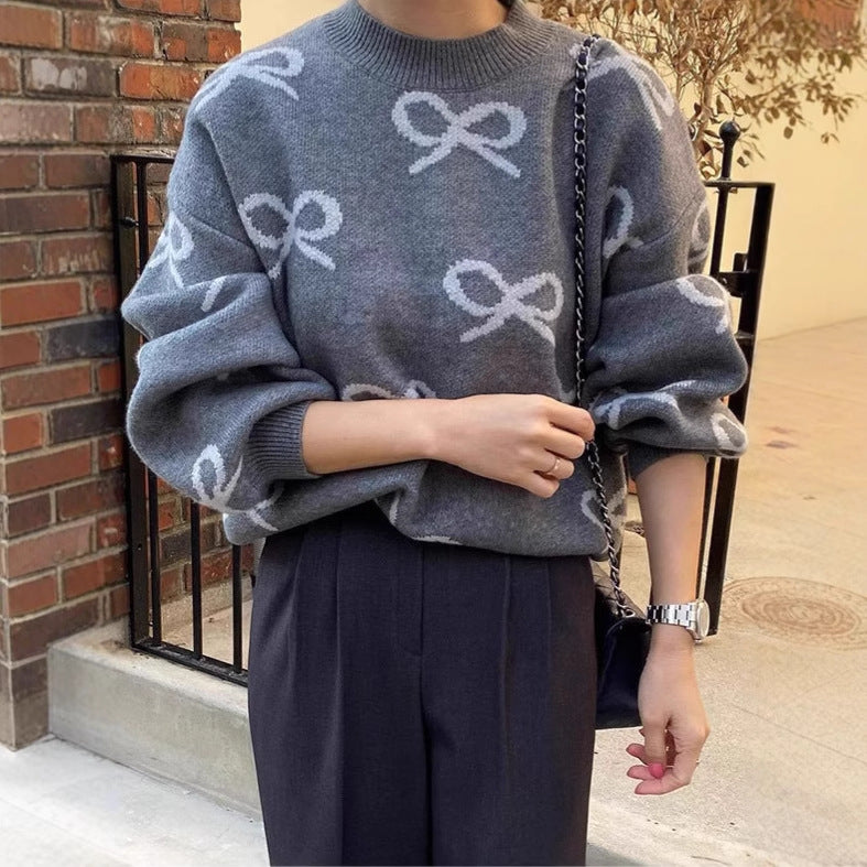 Damen Gemusterter Pullover mit lockerer Passform EB