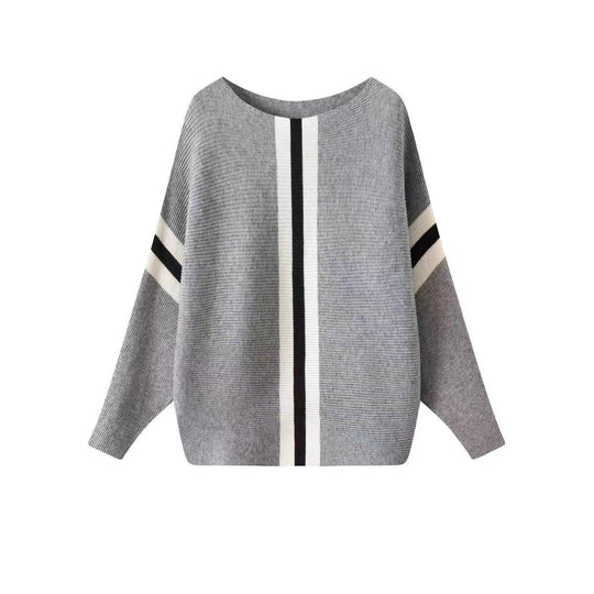 Damen Grobstrickpullover mit modernen Streifen EB