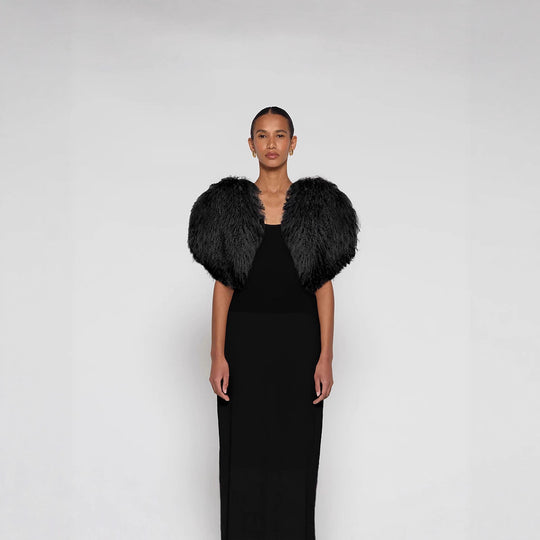 Damen Extravagante Kunstpelzjacke im Volumenstil EB