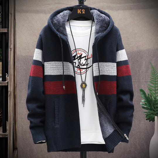 Herren Fleece-Hoodie mit hohem Kragen und Struktur EB
