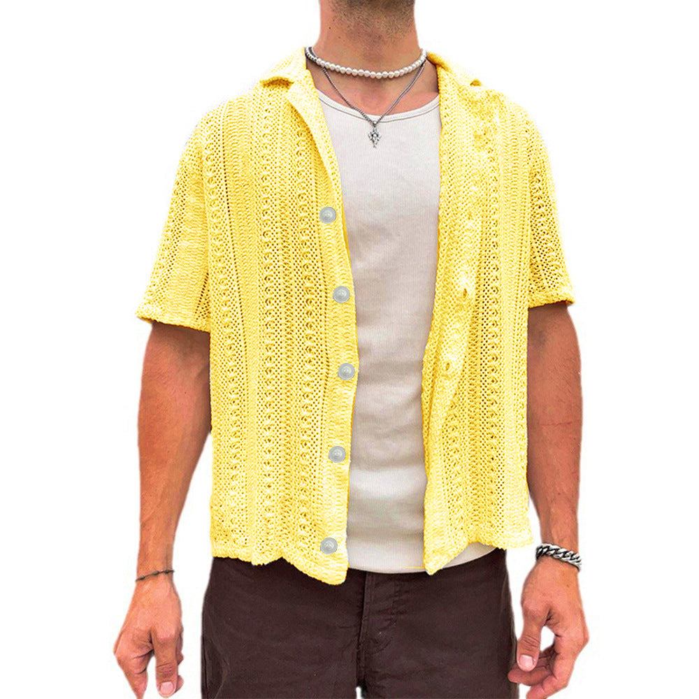 Herren Kurzarm Strickhemd EB