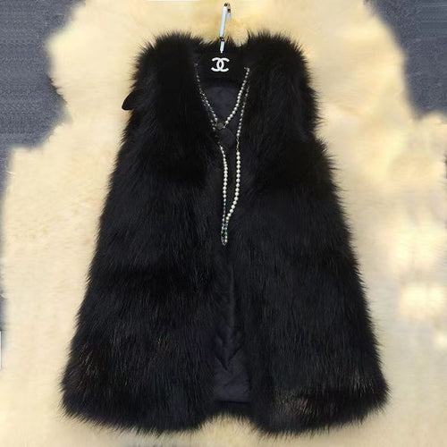 Damen Elegante Kunstpelzweste mit modischem Schnitt EB