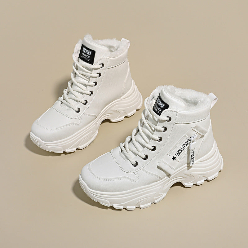 Damen modische High-Top Sneakers mit trendy Reißverschluss und komfortablem Innenfutter EB