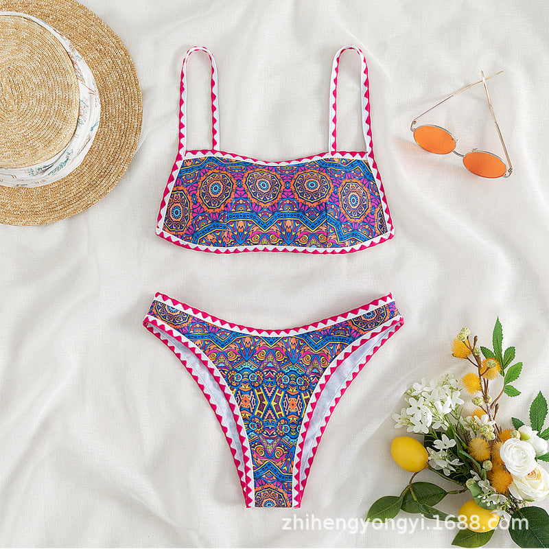 Damen Bandeau-Bikini mit trendy ethnic-muster EB
