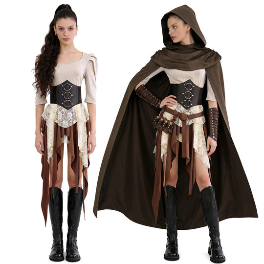 Damen Rock mit asymmetrischen fransigen Details und eleganter Spitzenborte EB
