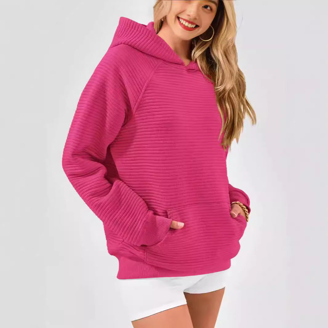 Damen modischer Kapuzenpullover mit strukturiertem Oberflächenmuster EB