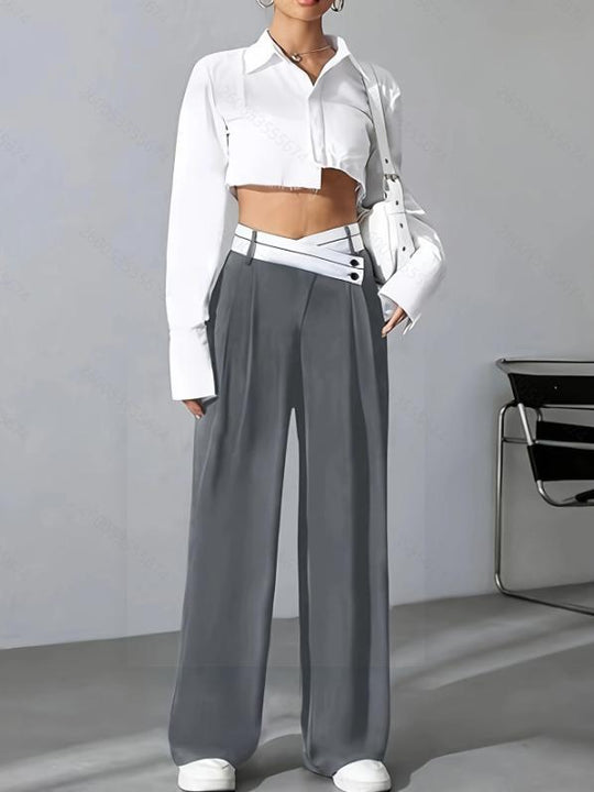 Damen Modische Palazzo-Hose mit asymmetrischem Bund EB
