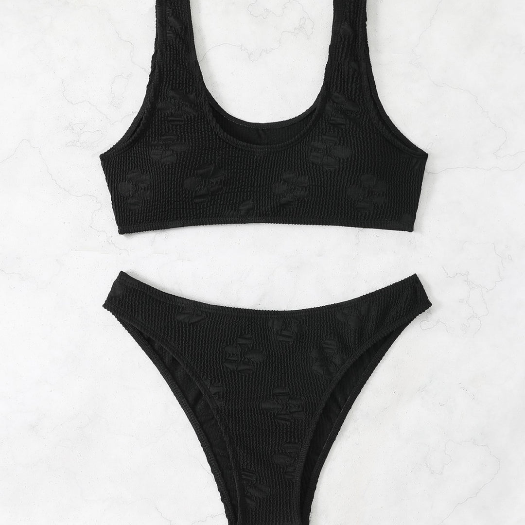 Damen Bikini-Set mit strukturierter Oberfläche und tiefem Halsausschnitt EB