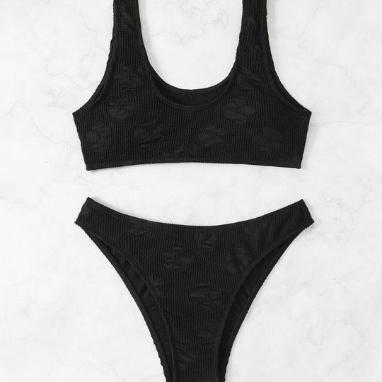 Damen Bikini-Set mit strukturierter Oberfläche und tiefem Halsausschnitt EB