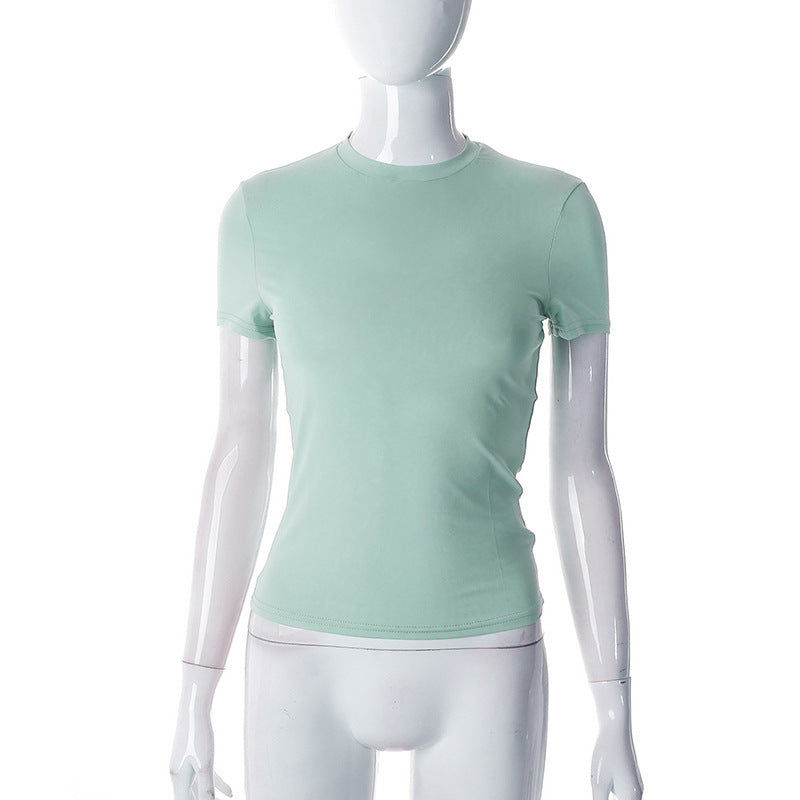 Damen Figurbetontes Kurzarm-T-Shirt mit hochqualitativem Stretch-Material EB
