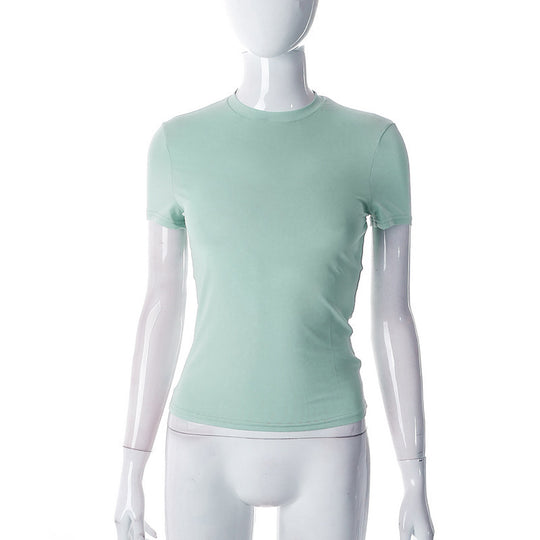 Damen Figurbetontes Kurzarm-T-Shirt mit hochqualitativem Stretch-Material EB