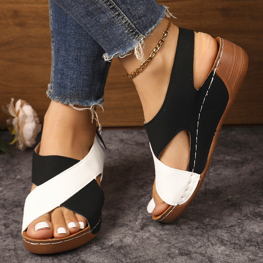 Damen Komfortable Wedge-Sandalen mit verstellbaren Riemen EB