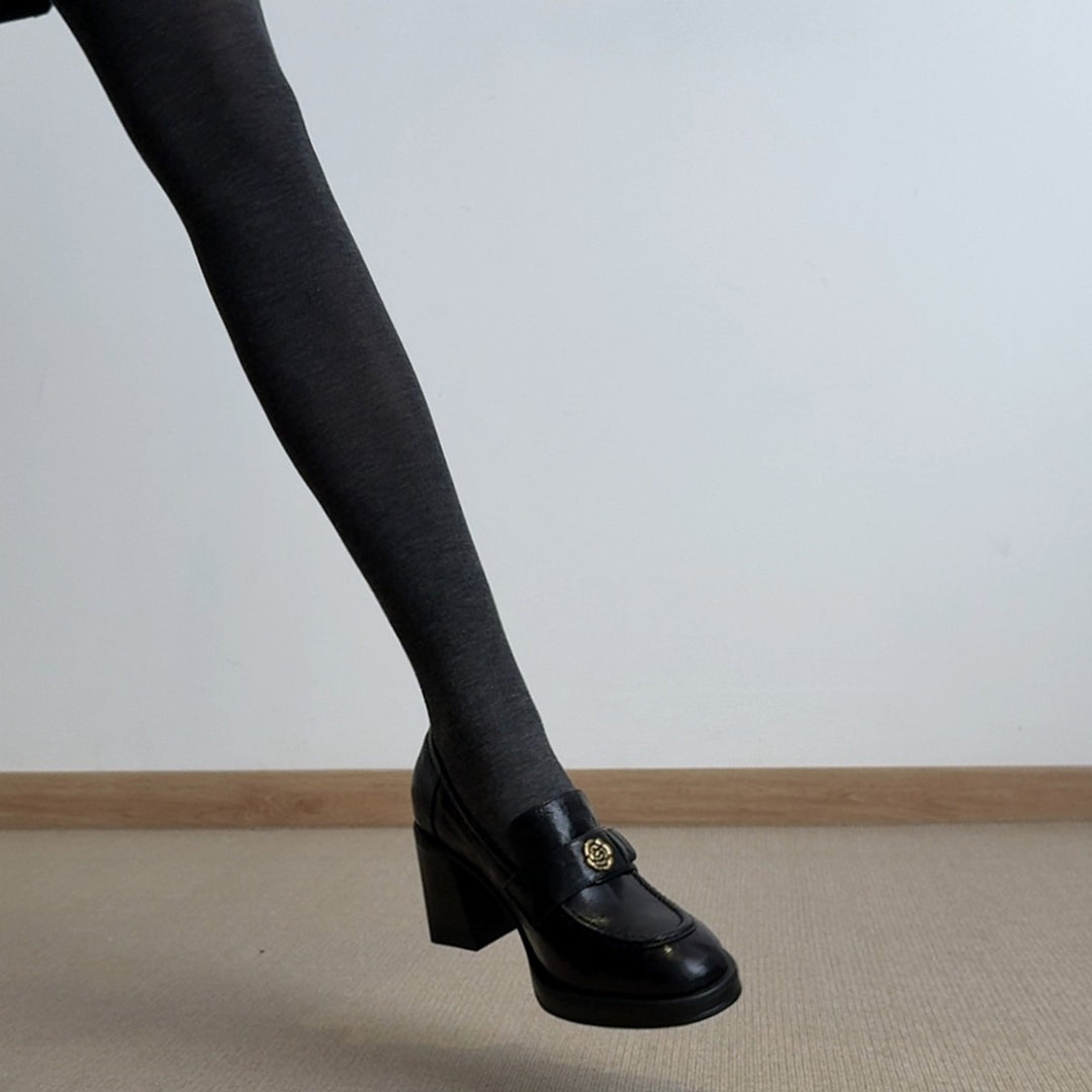 Damen elegante Loafers mit dekorativen Schnallen und komfortablem Absatz EB