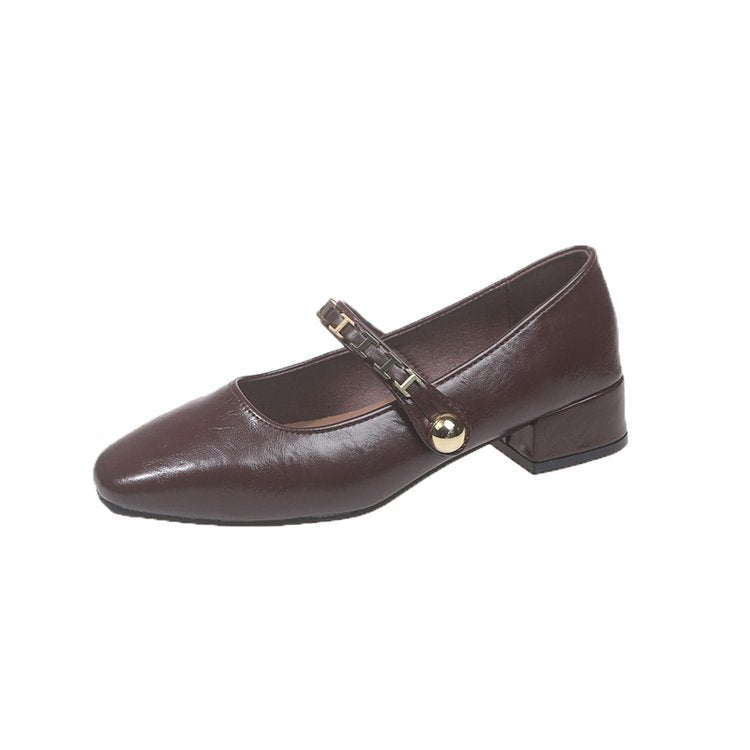Damen elegante Mary Jane Ballerinas mit dekorativem Riemen EB