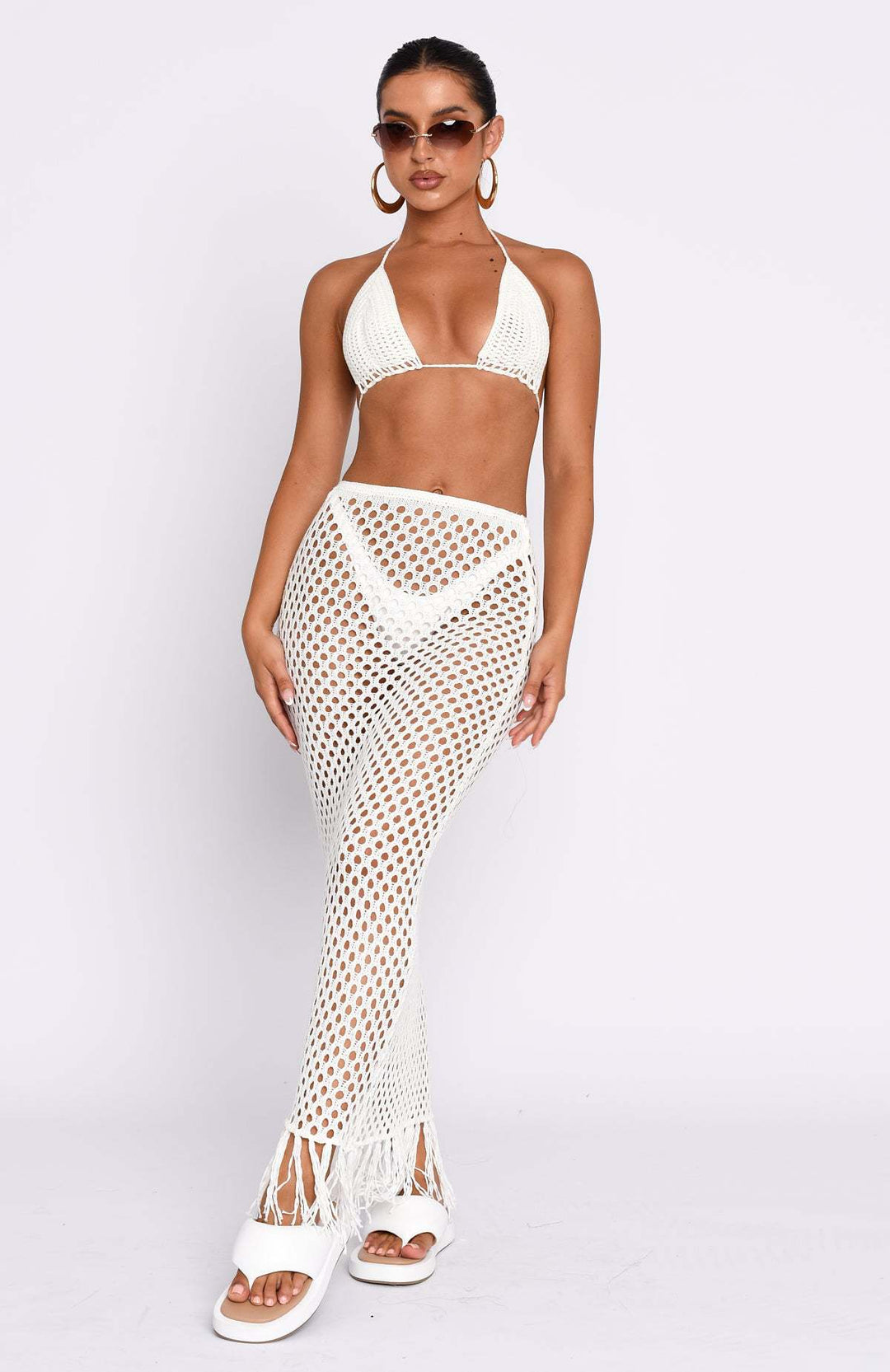 Damen gehäkelter Bikini und Röhrenhose Set EB