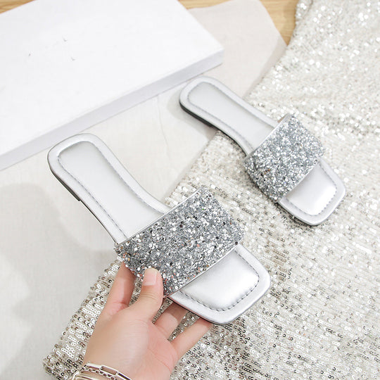 Damen Glitzernde Riemchen-Pantoletten EB