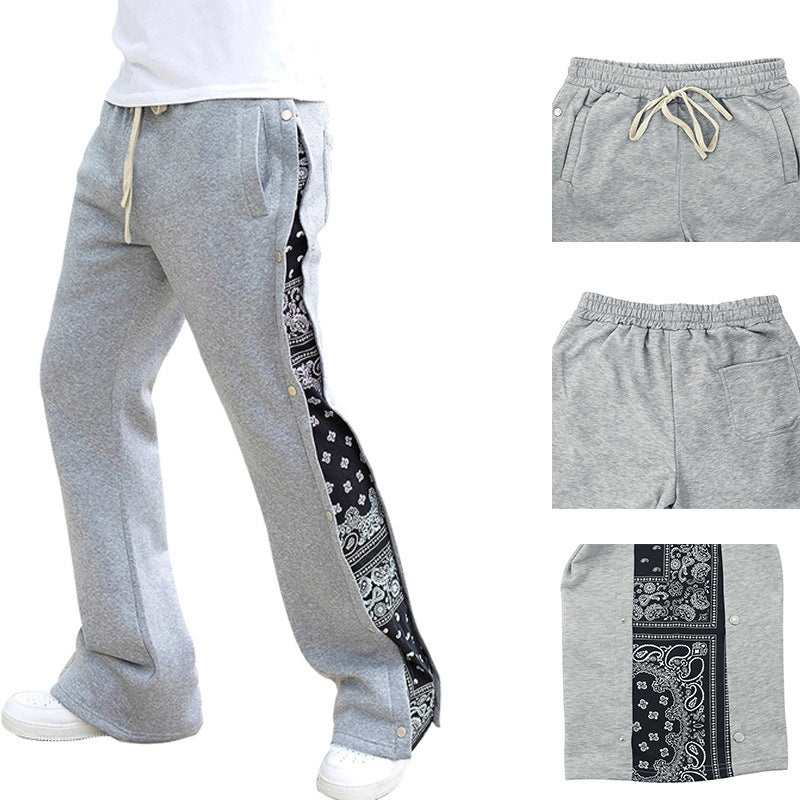 Damen nan Jogginghose mit seitlichen Druckknopfschlitzen und Paisley-Einsatz EB