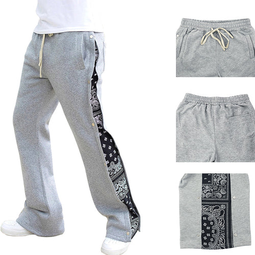 Damen nan Jogginghose mit seitlichen Druckknopfschlitzen und Paisley-Einsatz EB