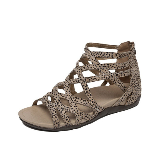 Damen  Riemchen-Sandalen mit geflochtenem Gitterdesign, gepolstertem Komfortfußbett und praktischem Fersenreißverschluss EB