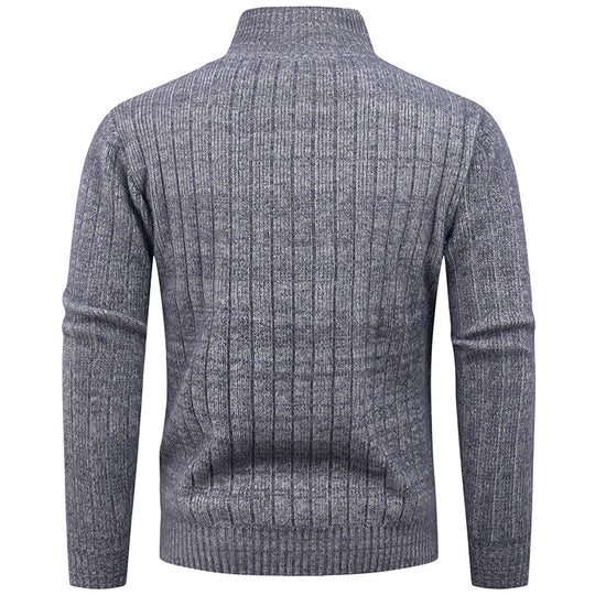 Herren Strickpullover mit modernem Reißverschluss und Rippenstruktur EB