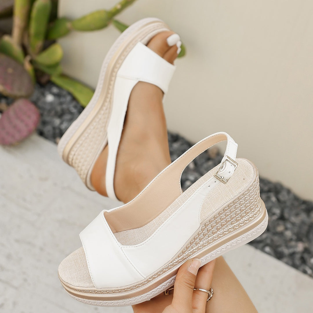 Damen Wedge-Sandalen mit elastischem Riemendesign und komfortablem Fußbett EB