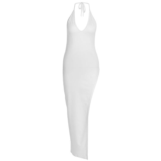 Damen atemberaubendes Maxikleid mit raffiniertem V-Ausschnitt und hohem Schlitz EB