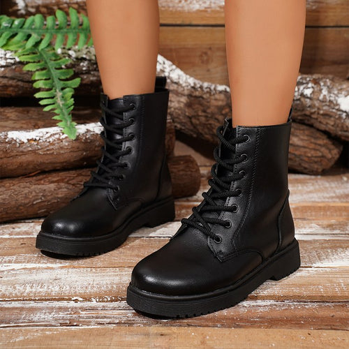 Damen robuste Schnürstiefel mit modischem Design und rutschfester Profilsohle EB