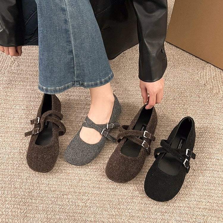 Damen Komfortable Ballerinas mit modischem Riemchenverschluss EB