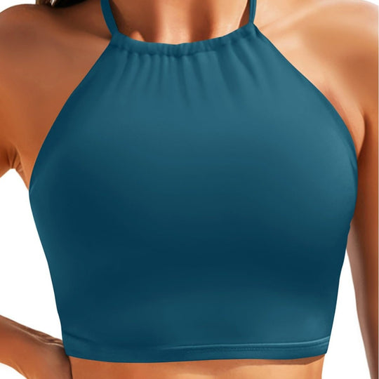Damen Sportliches Bikini-Oberteil mit Halterneck-Design EB