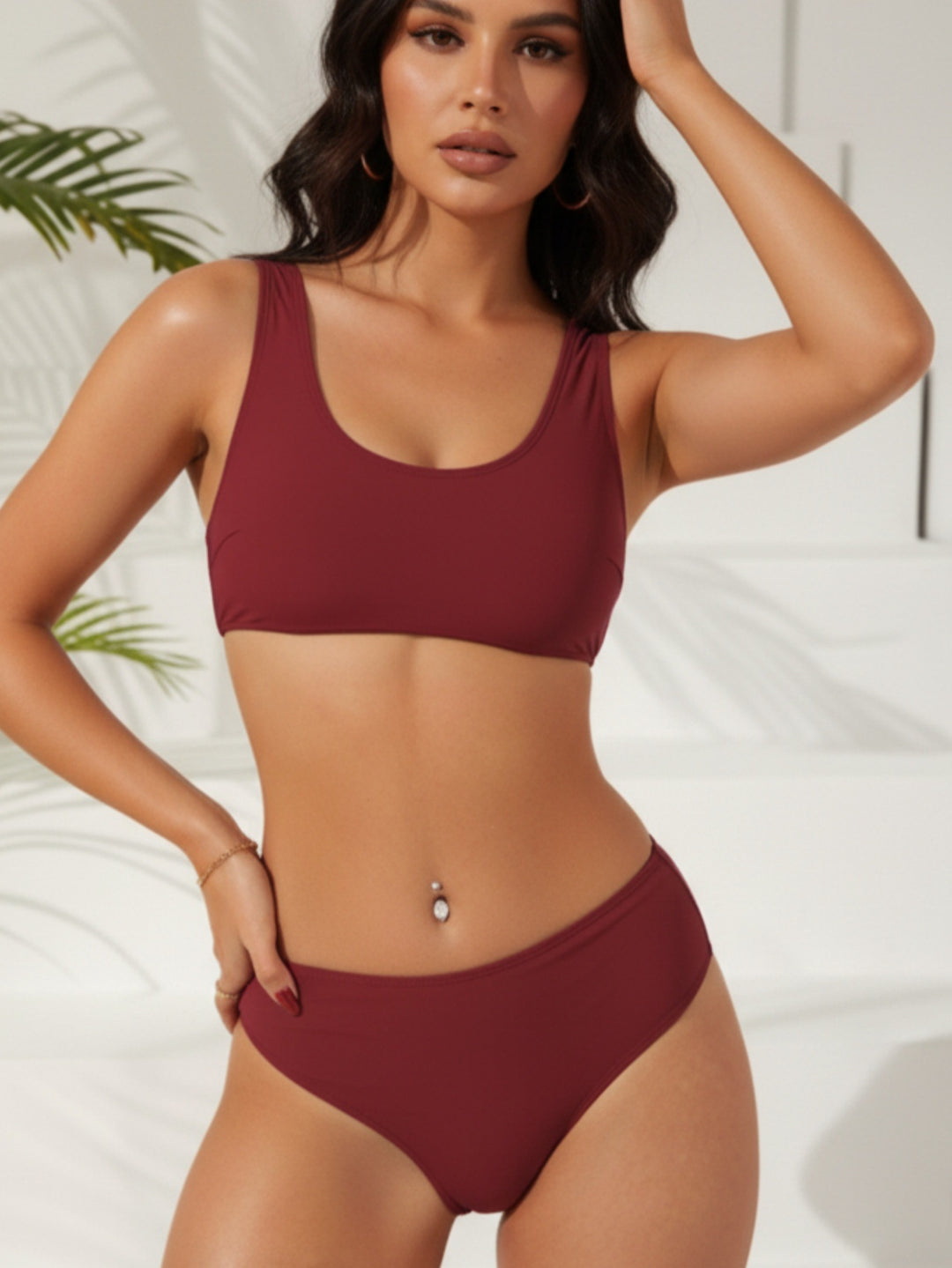 Damen Sportlicher Bikini mit körperbetontem Schnitt EB