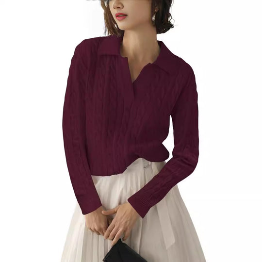Damen Poloshirt mit Strickmuster und kontrastierenden Akzenten EB