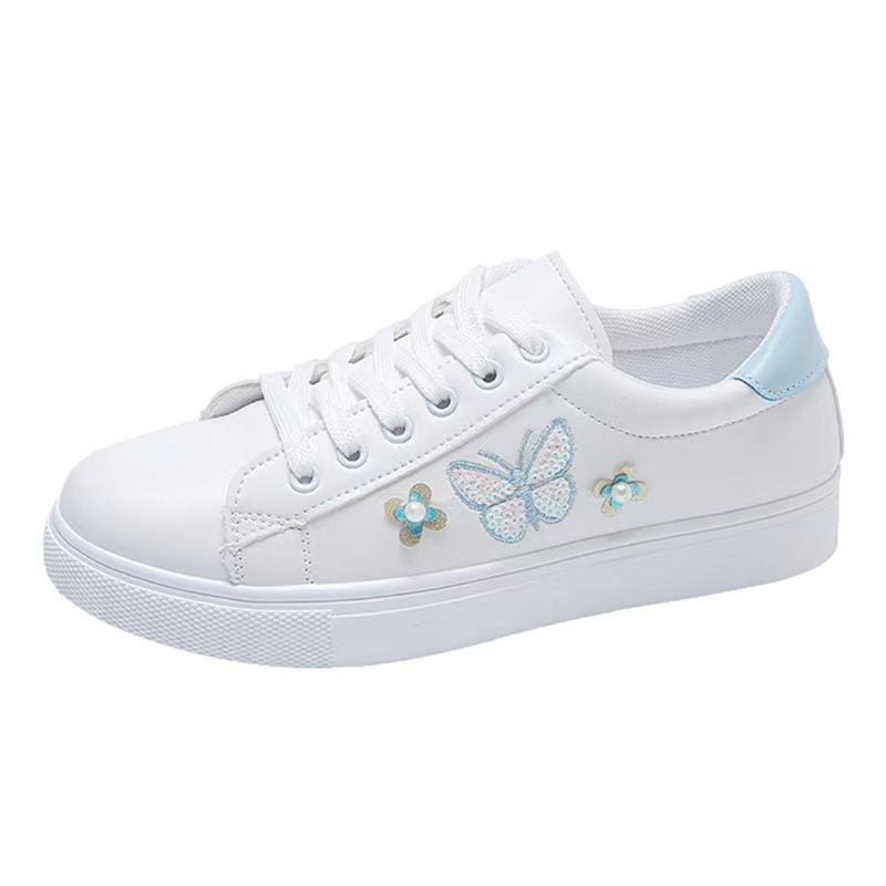 Damen Freizeit Sneakers mit verspieltem Schmetterlings- und Blumenmotiv EB
