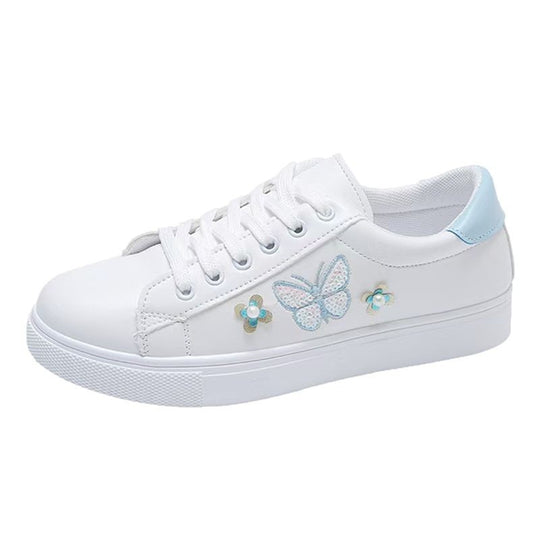 Damen Freizeit Sneakers mit verspieltem Schmetterlings- und Blumenmotiv EB