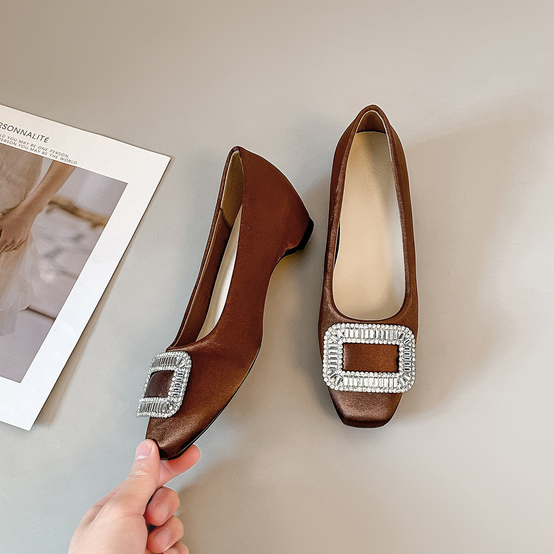 Damen Ballerina-Schuhe mit funkelnder Schnallenverzierung und weichem Obermaterial EB