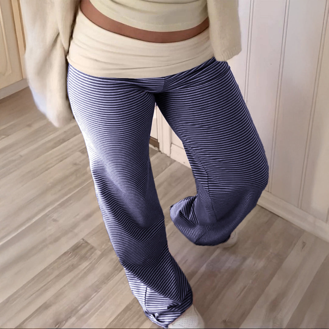 Damen nan weite Palazzo-Loungehose mit hohem Bund und elastischem Comfort-Stretch EB