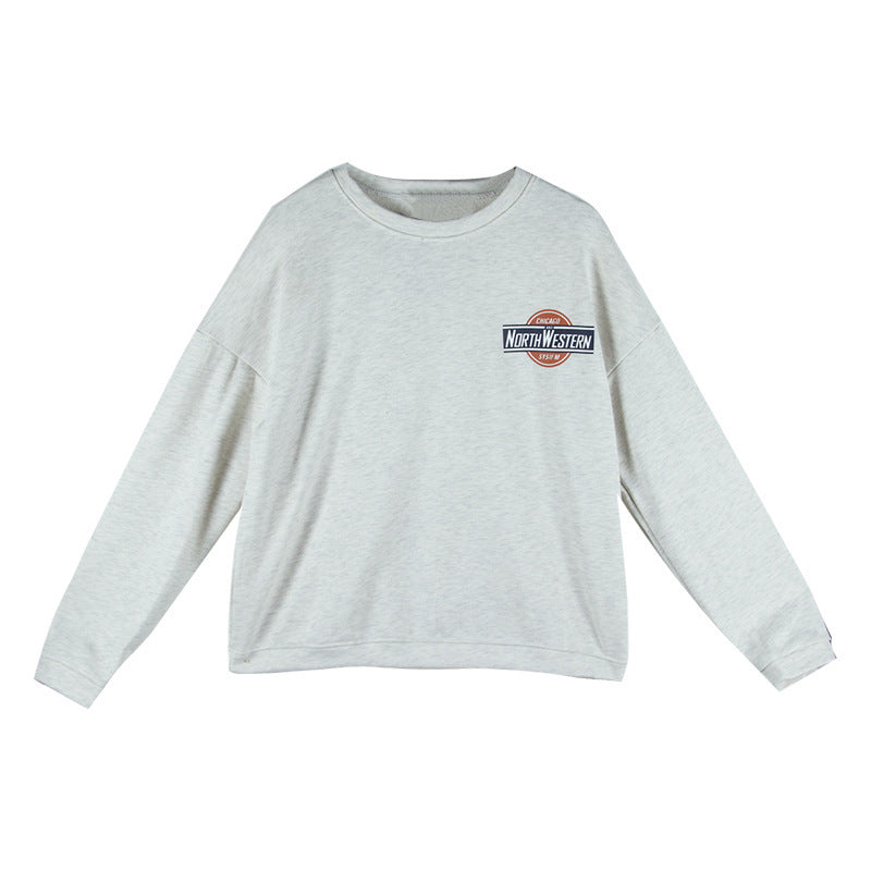 Damen lässiger Oversized-Pullover mit modischem Logo und angenehm weichem Innenfutter EB