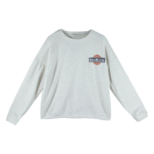 Damen lässiger Oversized-Pullover mit modischem Logo und angenehm weichem Innenfutter EB