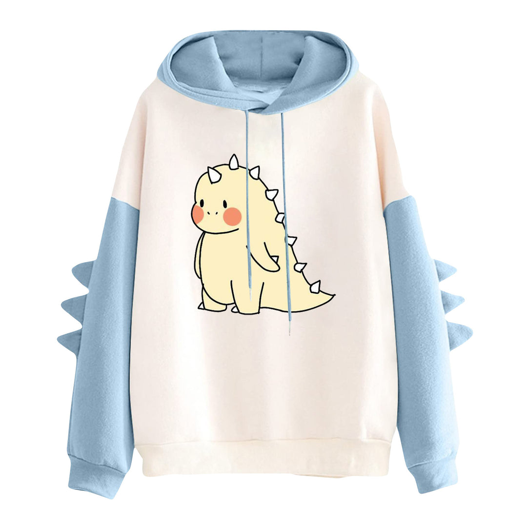 Damen nan Kapuzenpullover mit niedlichem Dinosaurier-Print und dreidimensionalen Ärmeldetails EB