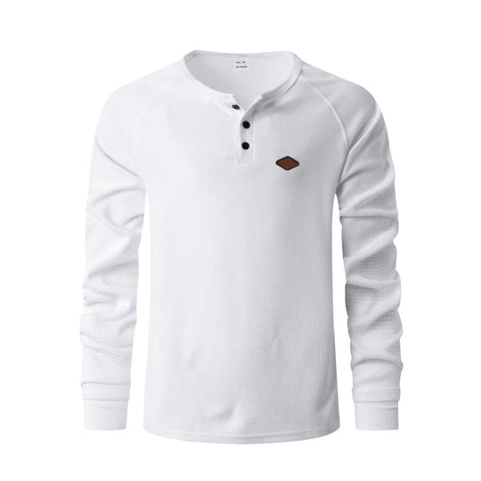 Herren Langarmshirt mit Knopfleiste und Struktur EB