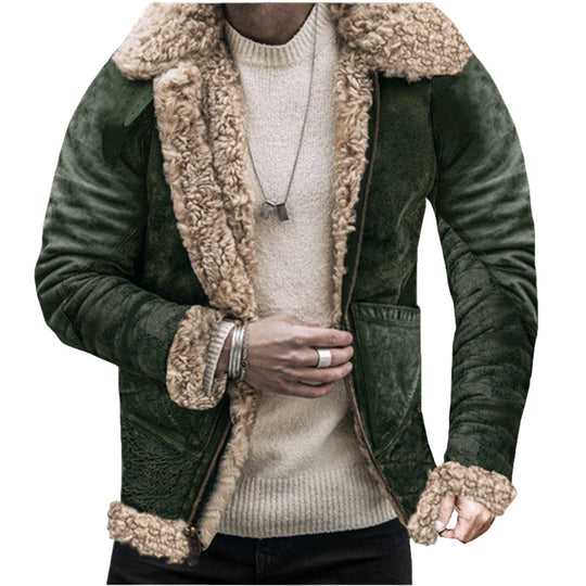 Herren Teddy-Lederjacke mit warmem Innenfutter EB