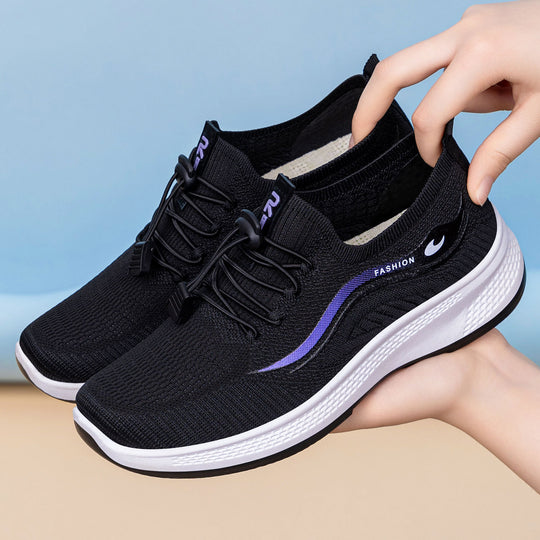 Damen Sportliche Freizeit-Sneaker mit elastischem Schnellschnürsystem und atmungsaktivem Obermaterial EB