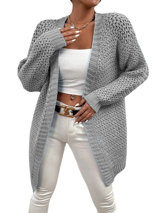 Damen Strickjacke mit offenem Schnitt und luxuriösem Texturmuster EB