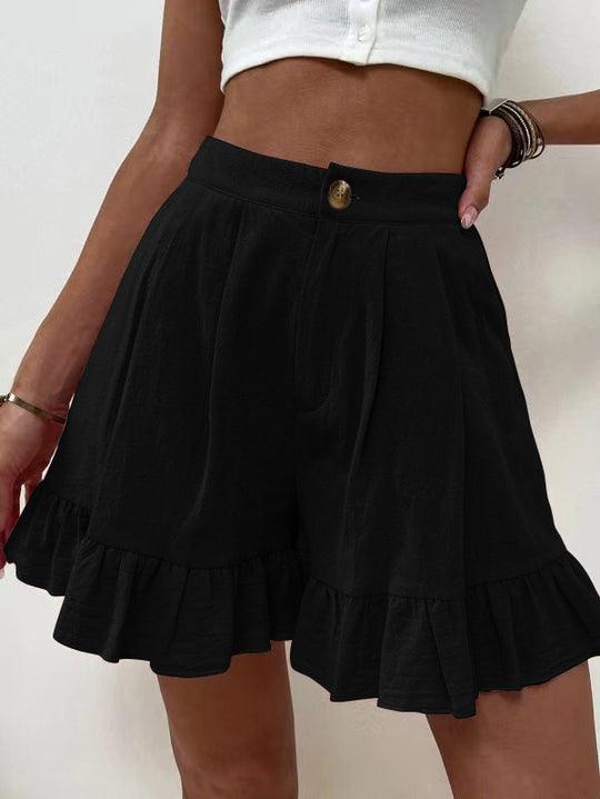 Damen Volant-Shorts mit elastischem Bund und seitlichen Taschen EB