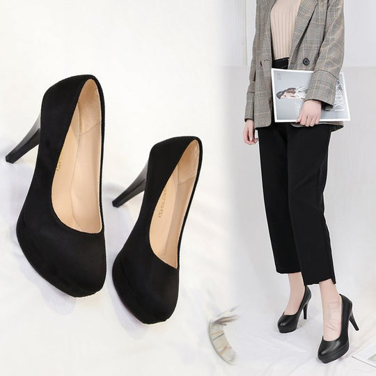 Damen elegante Plateau-Pumps mit komfortablem Sitz und hohem Absatz EB