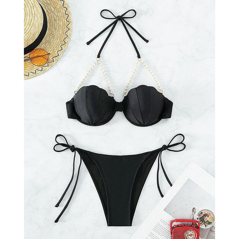 Damen Bikini-Set mit eleganten Muschel-Design und raffinierten Trägerdetails EB