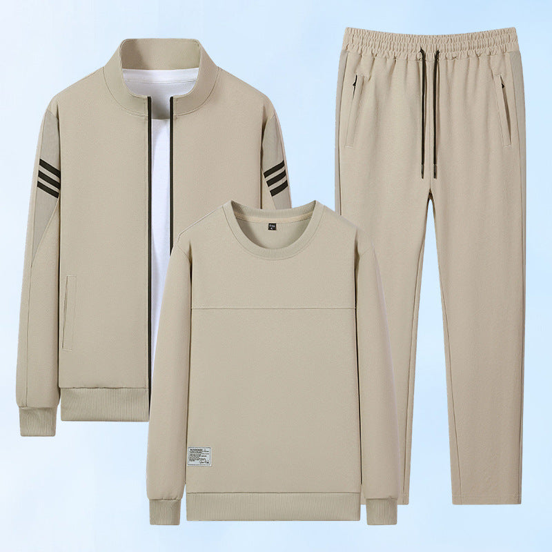 Herren lässiges Trainingsset mit Reißverschluss-Bomber, Rundhals-Sweatshirt und elastischer Jogginghose EB
