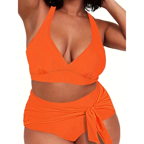 Damen Zweiteiliges Badeoutfit mit lässigem Wickelrock EB