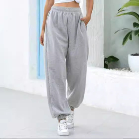 Damen nan weite Jogginghose mit hohem Bund elastischen Bündchen und Seitentaschen EB