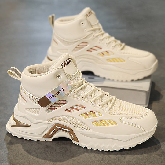 Damen Modische High-Top Sneakers mit atmungsaktiver Mesh-Oberfläche und rutschfester Sohle EB
