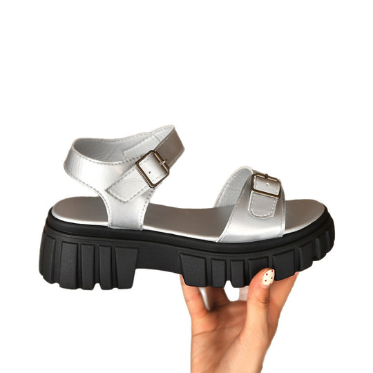Damen moderne Plateausandalen mit verstellbarem Riemen und trendigem Design EB